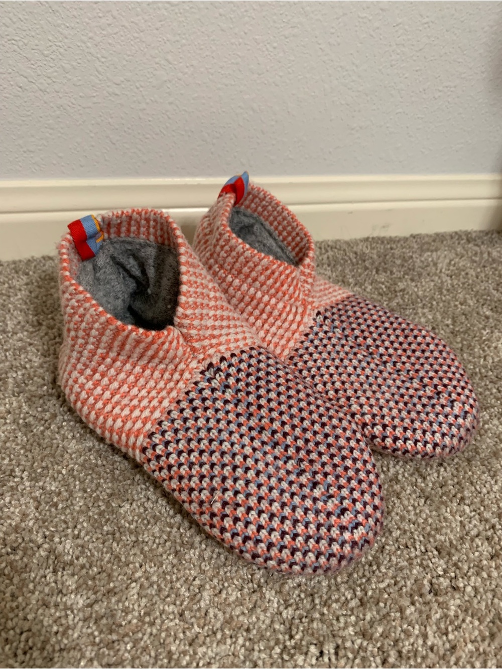 Bombas Kids Youth Grip Gripper Slippers Booties Knit Blue Orange Socks 11-13
